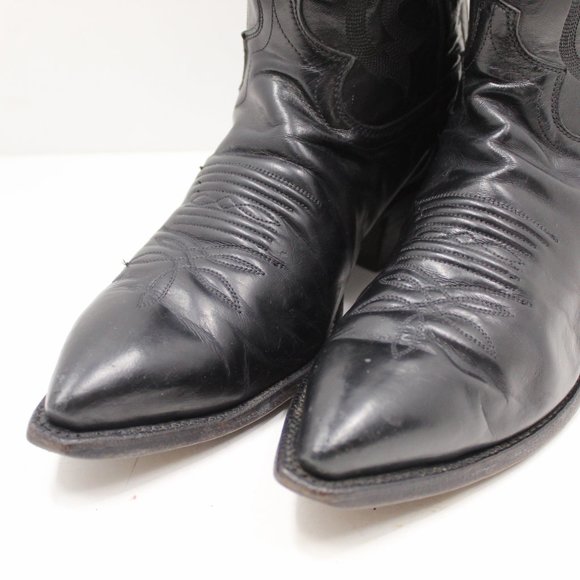 Justin Mens Black Leather with Embroidery Boot - Picture 4 of 7